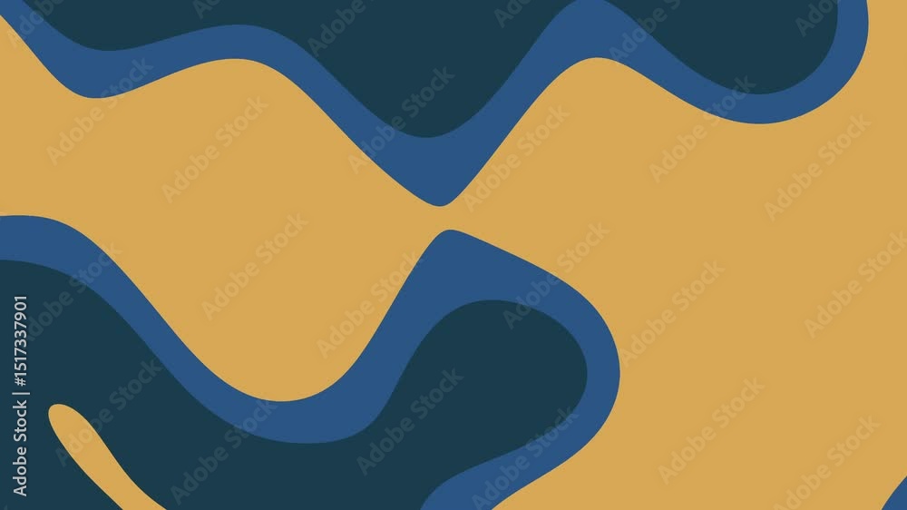 Abstrait organique, formes fluides, bleu et doré