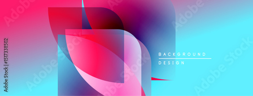 Abstract vibrant design. Overlapping shapes create dynamic visual effect. Gradient colors blend smoothly, modern aesthetic.