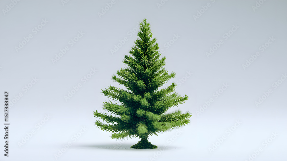 Fototapeta premium Lush Green Evergreen Tree A Realistic 3D Render