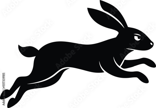 Jumping rabbit silhouette vector illustration. Stylized silhouette illustration of a leaping rabbit