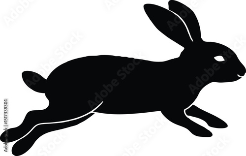 Jumping rabbit silhouette vector illustration. Stylized silhouette illustration of a leaping rabbit