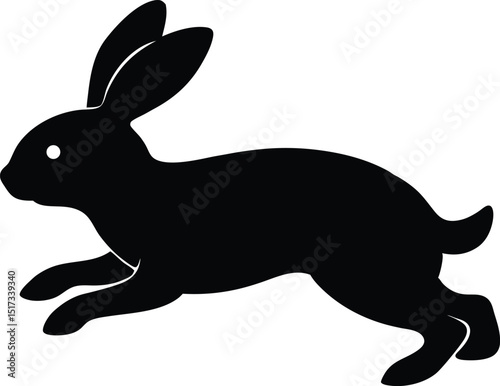 Jumping rabbit silhouette vector illustration. Stylized silhouette illustration of a leaping rabbit