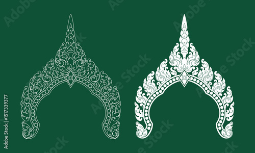 Crown shape tradition art drawing. Khmer ancient art drawing.