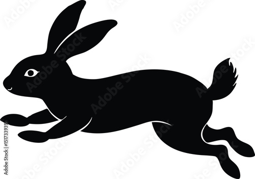Jumping rabbit silhouette vector illustration. Stylized silhouette illustration of a leaping rabbit