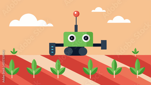 Crop Monitoring Robot A small autonomous robot rolling through rows of crops using cameras and sensors to assess plant growth and soil conditions.