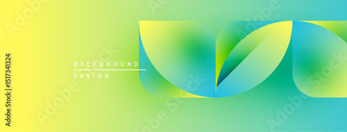 Abstract fluid shapes blend yellow, green hues. Modern design evokes movement, energy, freshness. Minimal text adds subtle branding element.