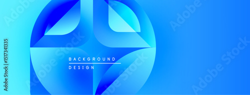 Abstract blue design. Overlapping shapes create dynamic visual effect. Gradient colors suggest depth, movement. Modern aesthetic.