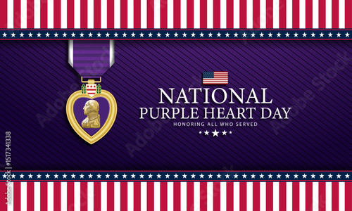 National Purple Heart Day August 7 Background Vector Illustration