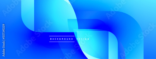 Abstract blue design features flowing shapes, gradients. Modern background with text overlay, dynamic composition.