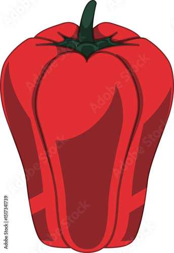 リアルな影付きピーマンのベクターイラスト