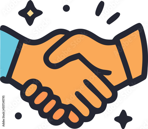 Two hands clasping in a firm handshake gesture, symbolizing trust, agreement, partnership. Business, corporate communication, teamwork, networking concepts.