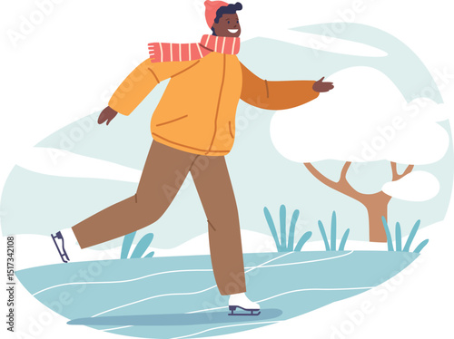 Boy skating on ice rink