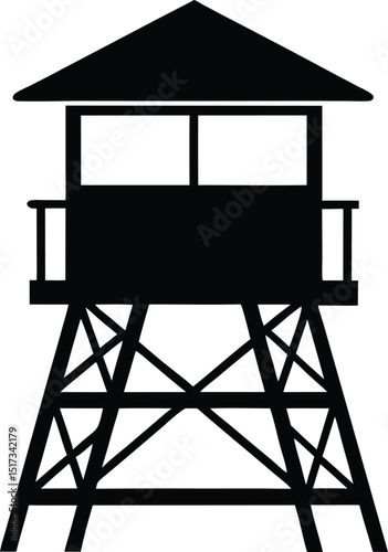 Lifeguard tower silhouette vector, safeguard tower black on a white illustration