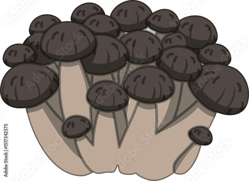 リアルな影付きしめじのベクターイラスト