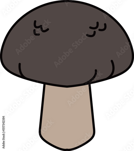 フラットカラーで描かれたしいたけのイラスト