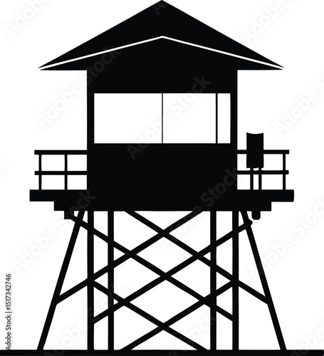 Lifeguard tower silhouette vector, safeguard tower black on a white illustration