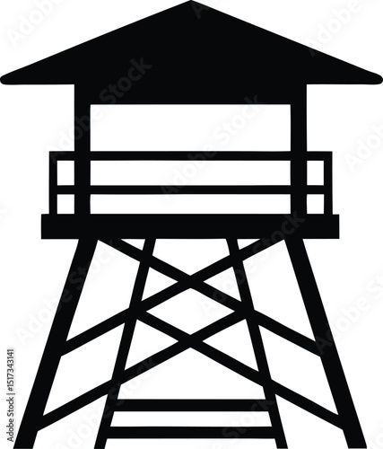 Lifeguard tower silhouette vector, safeguard tower black on a white illustration