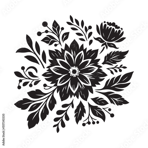 flower silhouette, editable vector image