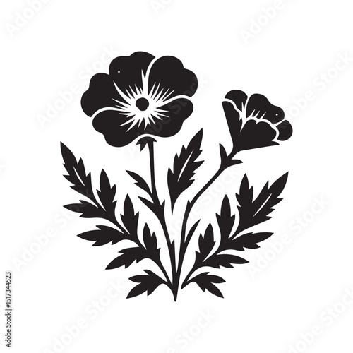flower silhouette, editable vector image