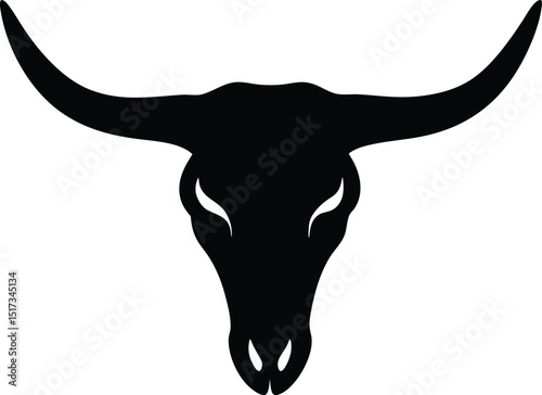 longhorn skull silhouette, longhorn skull black silhouette vector illustration