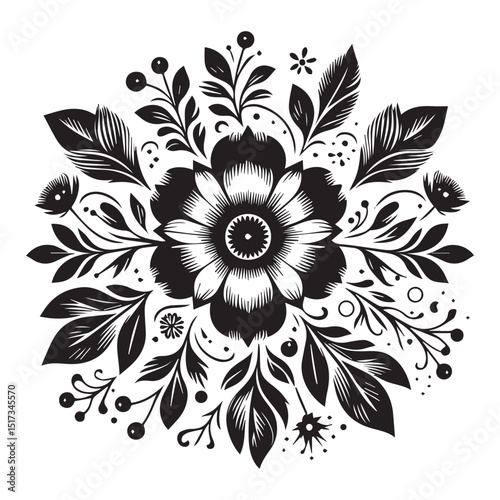 flower silhouette, editable vector image