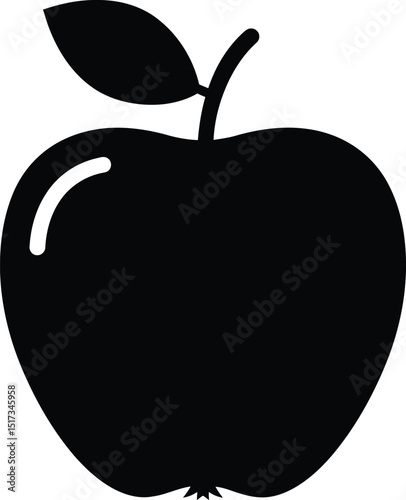 Simple black apple silhouette icon illustrating healthy food nutrition concepts for various designs