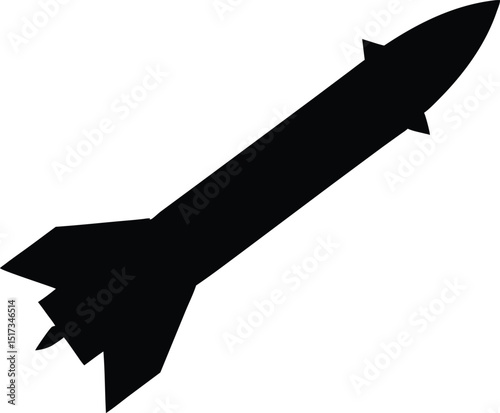 Anti tank missile silhouette vector, Silhouette missile black color only, missile silhouette vector illustration