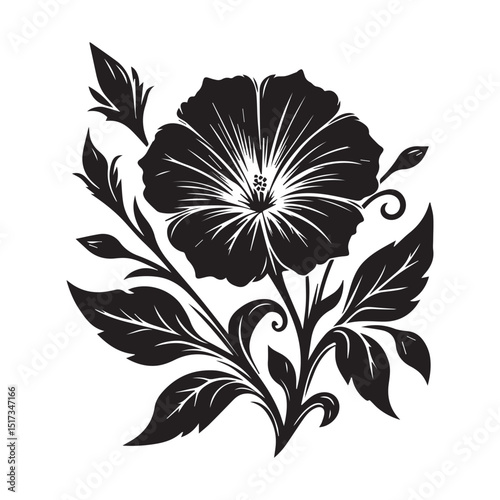 flower silhouette, editable vector image