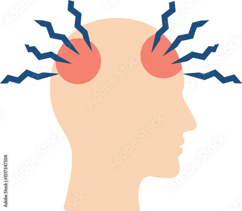 Illustration of a person experiencing a headache depicting pain and discomfort medical conceptual imagery for healthcare education and awareness