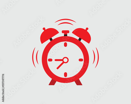 Red Alarm Clock, Flat Vibrating Design