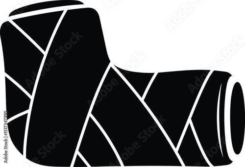 Black and white vector illustration of a broken arm in a cast depicting healthcare and injury concepts medical treatment and recovery
