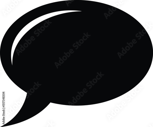 Black speech bubble icon on white background for communication and dialogue conceptual illustration for social media designs