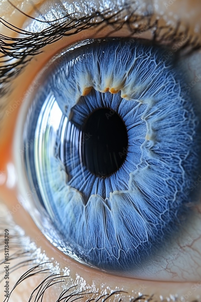 Obraz premium Close-up of a striking blue human eye with visible details.