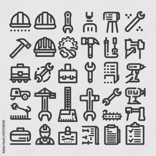 Car Service Icons Set: Tools, Auto Parts & Maintenance Equipment