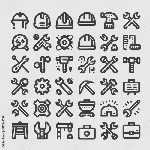 Car Service Icons Set: Tools, Auto Parts & Maintenance Equipment