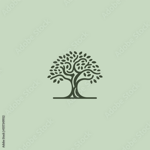 Banyan tree logo in strong and graceful illustration style.