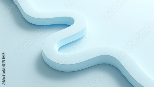 Light blue, wavy, 3D abstract shape