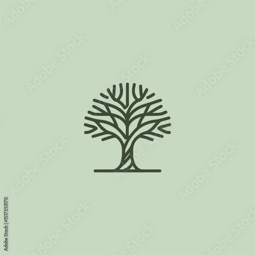 Banyan tree logo in strong and graceful illustration style.