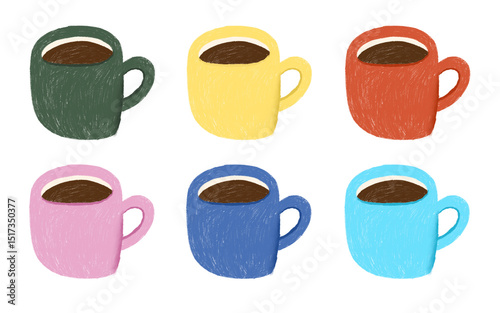 Colorful cup illustration set