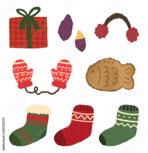 Winter icon illustration set