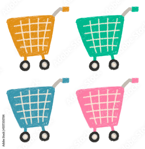 Cute cart illustration set