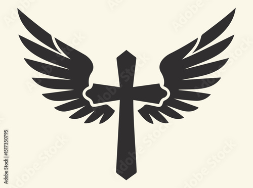 Faith Cross with Angel Wings - Inspirational Christian Symbol for Spiritual Strength