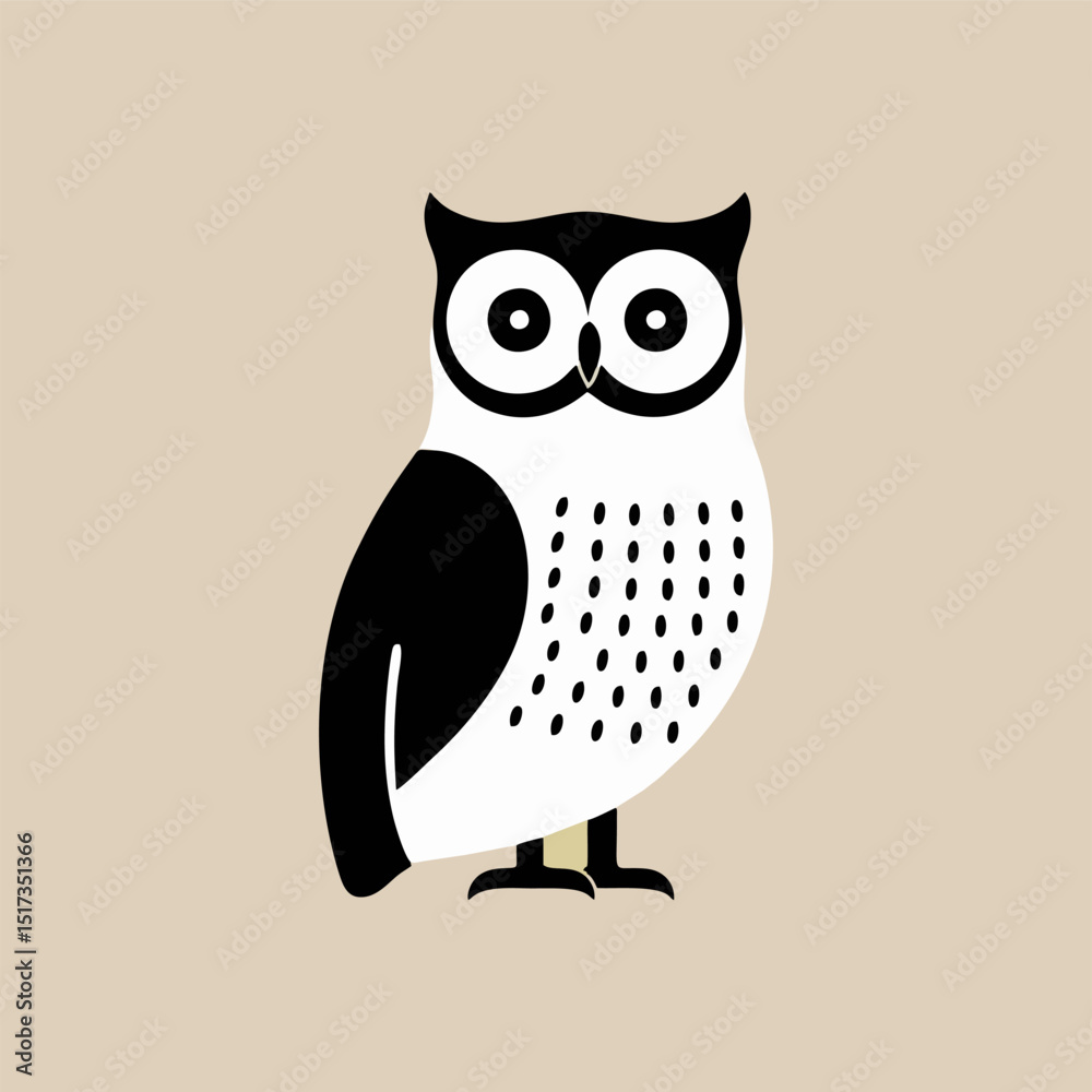 Fototapeta premium An artistic vector depiction of a wise owl with intricate feather details, elegantly set against a pristine white background to highlight its beauty.