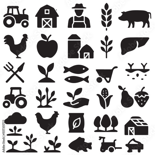 Farm Icons: A Collection of Agriculture and Farming Symbols
