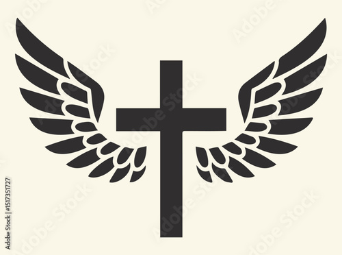 Faith Cross with Angel Wings - Inspirational Christian Symbol for Spiritual Strength