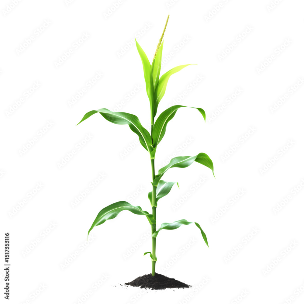 Fototapeta premium Young corn plant sprout isolated on transparent background