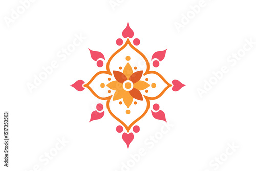 Floral ghar ornament design with minimal white vector art illustration