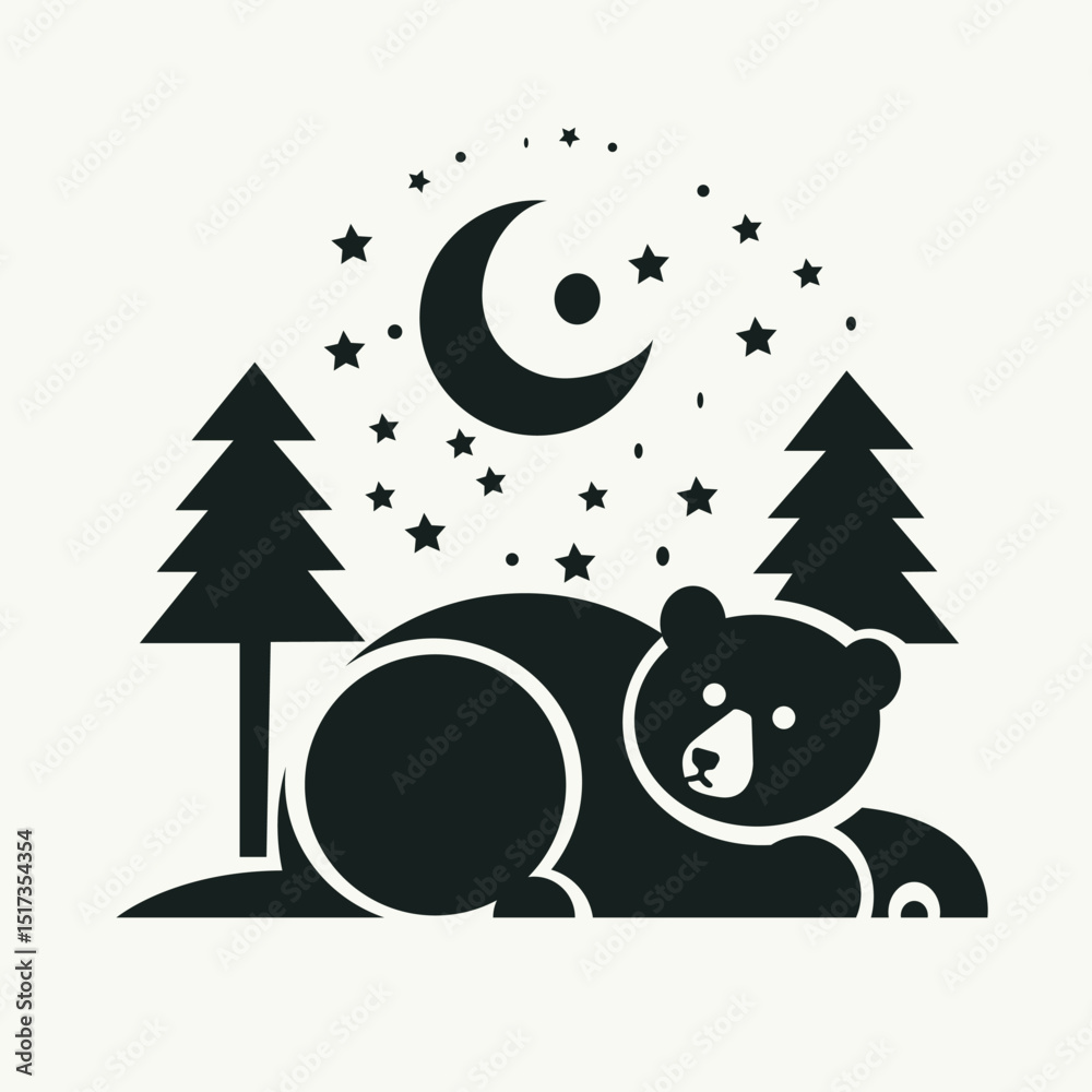 Fototapeta premium minimal Black bear vector design