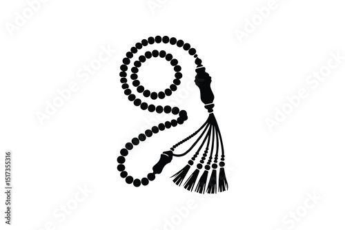 Islamic Tasbeeh Prayer Bead vector silhouette isolated in white background