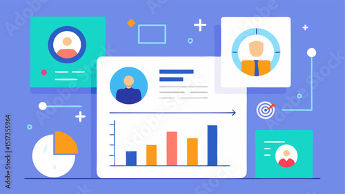 Data Dashboard An abstract dashboard displaying analytics and charts related to recruitment metrics including candidate demographics skills match percentage and hiring timeframes.